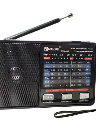 Радиоприёмник golon rx-8866, аккумуляторный, usb, sd, led-фонарь, 8 диапазонов