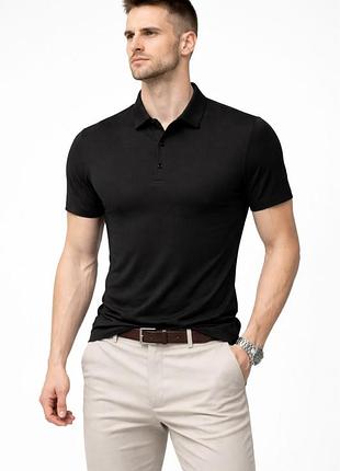 Поло мужское спортивное ◈ slim fit плей-оф jf ◈ черное ◈ охлаждающий эффект ◈ эластичная ткань 2xl
