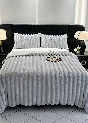 Плед dushka home шарпей смужка 7 см 21799 200х230 см світло-сірий