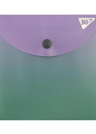 Папка-конверт на кнопке b6 yes fusion purple-green 492301 15х14 см