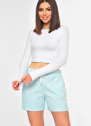 Шорты женские полубатальные светло-голубого цвета 200924k