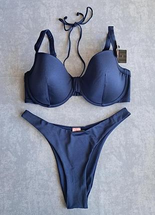 Купальник роздільний темно-синій колір 80h (36h), плавки m, hunkemoller