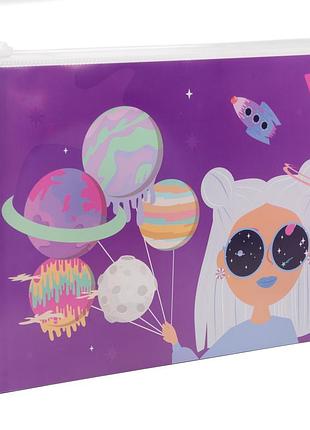 Папка-конверт на молнии a4 yes space girl 492028 24х32х2.5 см