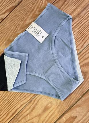 Жіночі трусики h&m, 3 штуки розмір xs, колір синій, сірий, чорний