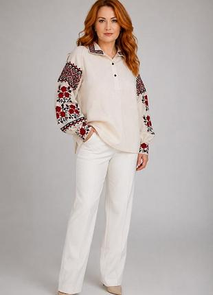 Вышиванка женская с воротником,s-3xl 3xl