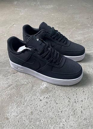 Nike air force 1 low мужские кроссовки черные кожаные универсальные найк 44