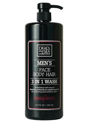 Гель для душу чоловічий dead sea collection sandalwood 3 в 1 для тіла, волосся та обличчя 1000 мл