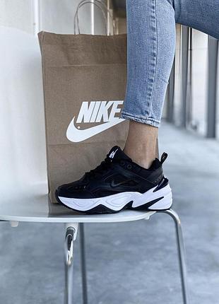 Женские кроссовки nike m2k tekno черные для женщин найки техно удобные кожа повседневные 38