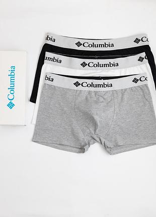 Мужской набор трусов боксеров columbia 3 штуки брендовые трусы боксеры коламбия в подарочной коробке l