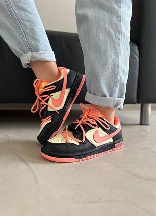 Женские темно-светлые стильные демисезонные кроссовки nike sb dunk x off white, прошита качественая обувь найк 40