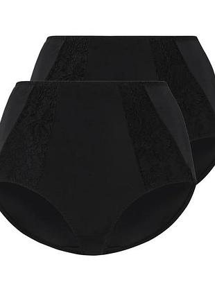 Женские трусики с высокой талией, 2 пары, размер xl/xxl, цвет черный