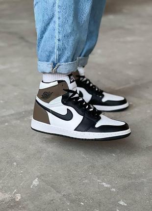 Мужские кроссовки nike air jordan 1 high кроссы найк аир джордан хай кожа для мужчин найки удобные высокие 42