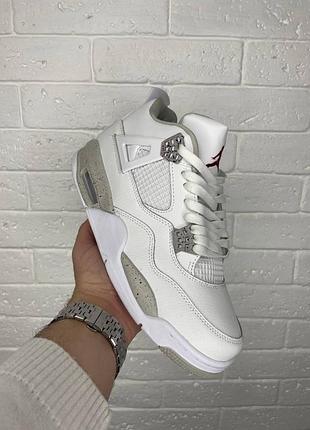 Мужские кроссовки nike air jordan retro 4 белые для мужчин джорданы кожаные стильные удобные 40
