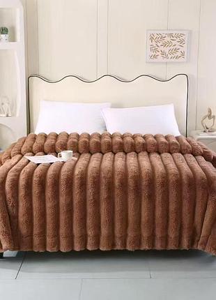 Плед dushka home шиншила в полоску 21768 200х230 см коричневый