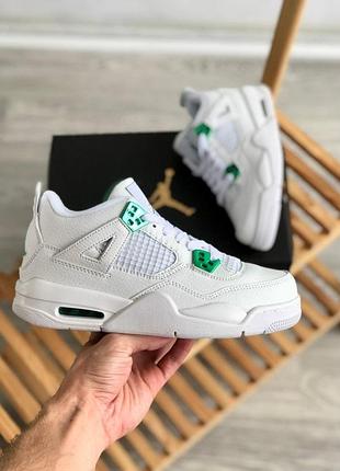 Мужские кроссовки nike air jordan retro 4 белые кожаные стильные для мужчин удобные