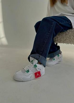 Белые женские кроссовки nike air jordan retro 4 для прогулок и активного отдыха найк 44