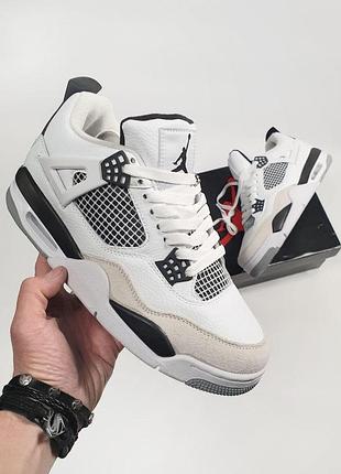 Чоловічі кросівки nike air jordan retro 4 білі для чоловіків джордани шкіряні зручні
