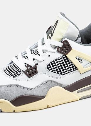 Модные женские кроссовки nike air jordan retro 4 серые с уникальным дизайном найк