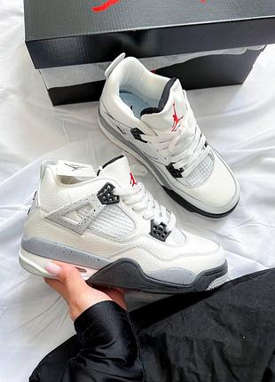Жіночі кросівки nike air jordan retro 4 кроси найк для жінок білі зручні шкіряні повсякденні