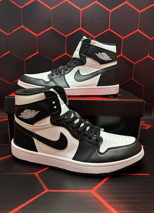Женские кроссовки nike air jordan 1 high для женщин черно-белые кожаные удобные кроссы найк аир джордан 45