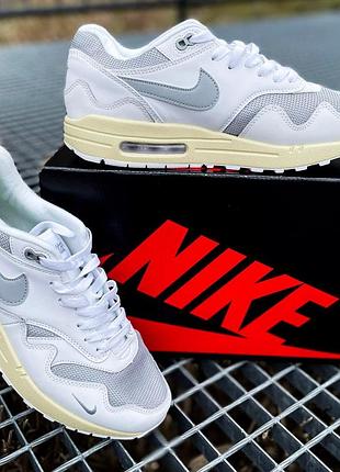 Женские кроссовки nike air max 1 patta белые стильные и комфортные найк 40
