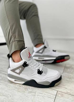 Чоловічі кросівки nike air jordan retro 4 білі джордани для чоловіків зручні повсякденні