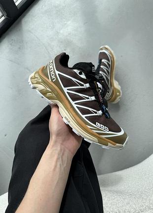 Мужские бежевые кроссовки salomon s lab xt-6 wren kangaroo brown beige х саломон 42