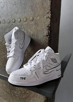 Кроссовки nike air jordan 1 high белые, надежные и модные найк