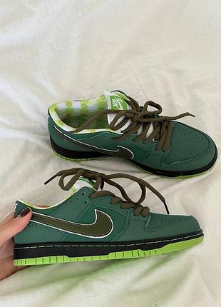 Женские кроссовки nike sb dunk low кроссы найки сб данк для женщин стильные кожанные зеленые найк повседневные 44