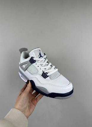 Чоловічі кросівки nike air jordan retro 4 білі шкіряні для чоловіків джордани стильні зручні