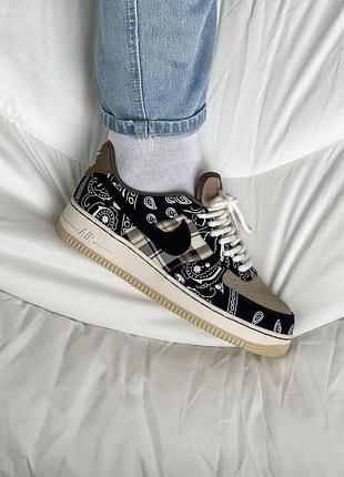 Женские кроссовки nike air force 1 low x travis scott кожаные найк аир форс 1 лоу стильные, удобные для женщин 40
