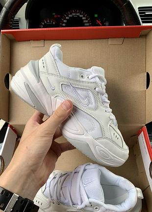 Женские кроссовки nike m2k tekno кроссы найк текно для женщин белые кожаные удобные повседневные 45
