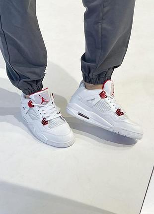 Мужские кроссовки nike air jordan retro 4 белые кожаные стильные джорданы удобные для мужчин 43