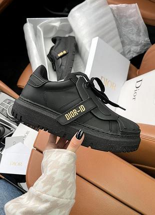 Кроссовки dior-id диор для женщин кожанные черные брендовые люкс кроссы качественные кеды диоры 40