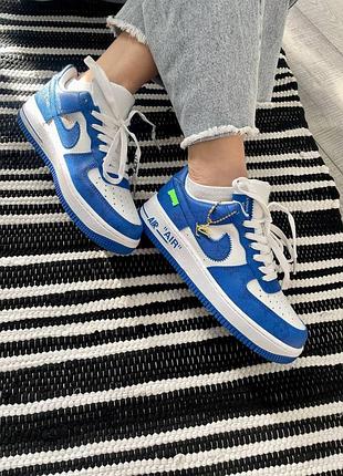 Женские кроссовки nike air force 1 low синие кожаные найк аир форс 1 лоу стильные и удобные кроссы для женщин 40