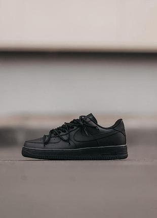 Кроссовки nike air force 1 low черные кожаные модные для женщин найк аир форс 1 лоу повседневные и комфортные 37