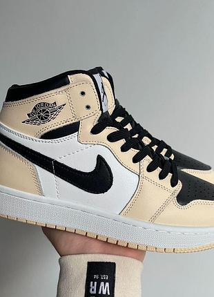 Женские кроссовки nike air jordan 1 high для женщин кожаные удобные черно-белые кроссы найк аир джордан 43