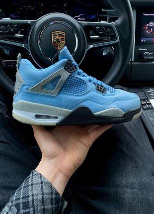 Кроссовки nike air jordan retro 4 для женщин голубые замшевые найки джорданы 41