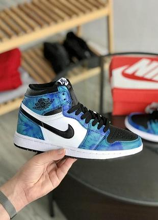 Nike air jordan 1 high синие женские кроссовки, стильные и современные кожаные кроссы найк 41