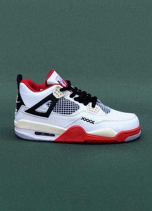 Мужские кроссовки nike air jordan 4 retro белые универсальные и стильные джордан 4 red white 38