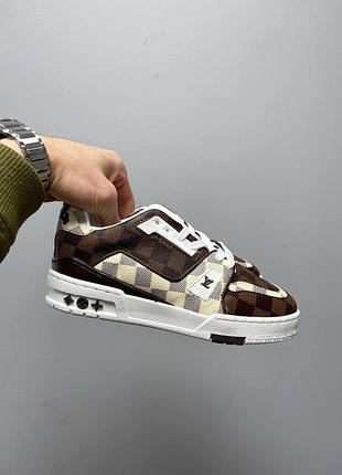 Кроссовки louis vuitton trainer черно-белые кожанные для женщин люкс брендовые кеды луи витон