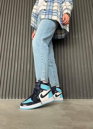 Женские кроссовки air jordan 1 mid light blue, стильные и удобные кроссы nike 38