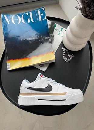 Женские кроссовки nike court legacy для женщин белые найки кожа удобные повседневные 41