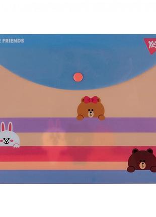 Папка-конверт на кнопке b5 yes line friends 492227 26,5х19 см
