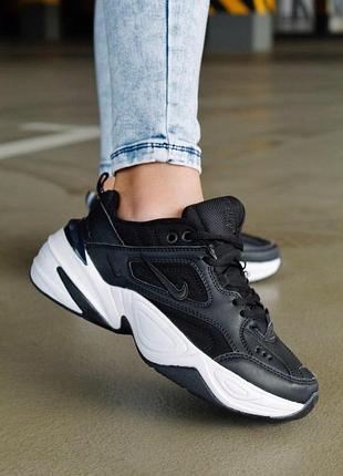 Женские кроссовки nike m2k tekno черные для женщин найки техно кожа удобные повседневные 37