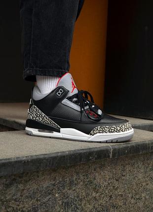 Мужские кроссовки nike air jordan retro 3 черные, стильные и универсальные джордан 3 черные