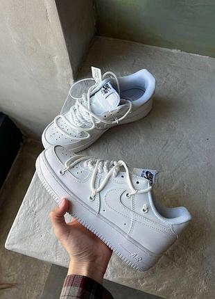 Кожаные мужские кроссовки nike air force 1 low высокого качества найк 37