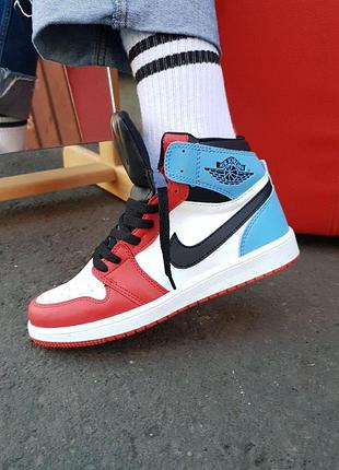 Женские кроссовки nike air jordan 1 high retro blue red, стиль и удобство найк джордан 40