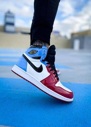 Женские кроссовки nike air jordan 1 high retro blue red, спортивный стиль найк джордан 37