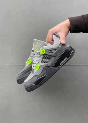 Кроссовки nike air jordan retro 4 белые для мужчин удобные кожа найк 45